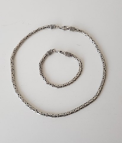 Kongekæde halskæde og armbånd i sterlingsølv