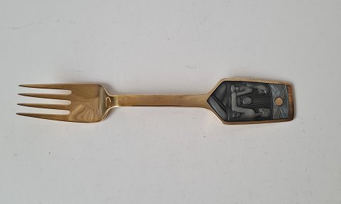 A.Michelsen Christmas fork in gilded sterling silver with enamel 1973