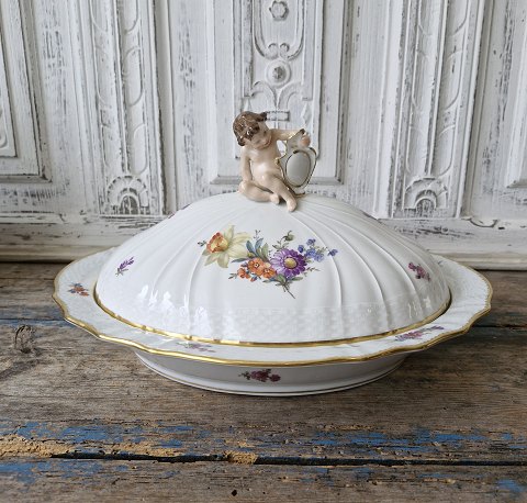 Royal Copenhagen Fuld Saksisk Blomst stort lågfad no. 1733