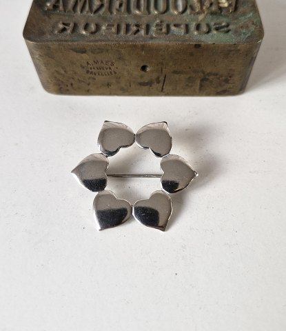Hans Hansen hjerte broche i sterlingsølv