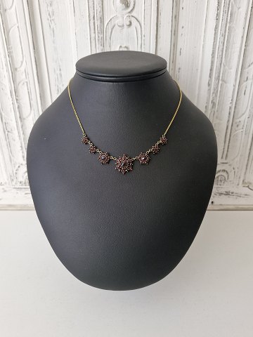 Vintage granat collier af forgyldt metal